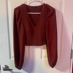 Dynamite deep red V-neck smocked blouse - XS